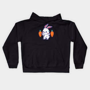 Cute Rabbit Lifting Carrots Barbell Cartoon Kids Hoodie